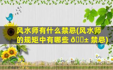 风水师有什么禁忌(风水师的规矩中有哪些 🐱 禁忌)